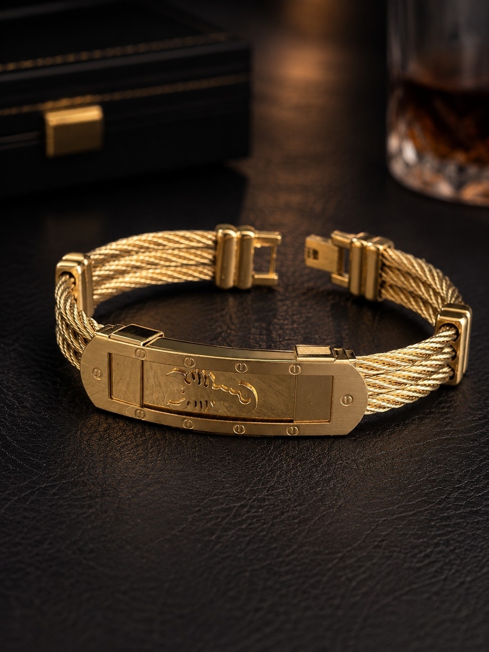 Gold Scorpion Cable Bracelet for Men